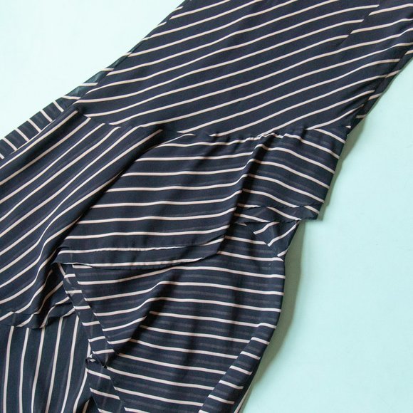 Rachel Roy Collection Navy Blue White Striped Long Sleeve Midi Length Dress Sz 6 - Picture 4 of 11